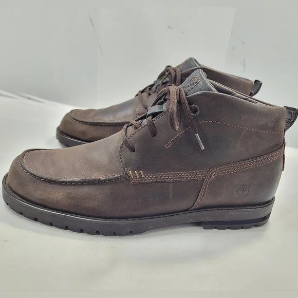 TIMBERLAND CHUKKA BROWN LEATHER MOC TOE BOOTS SIZE 10.5M Timberland Redwood Falls Moc-Toe at Hamilton Place in  main image 4